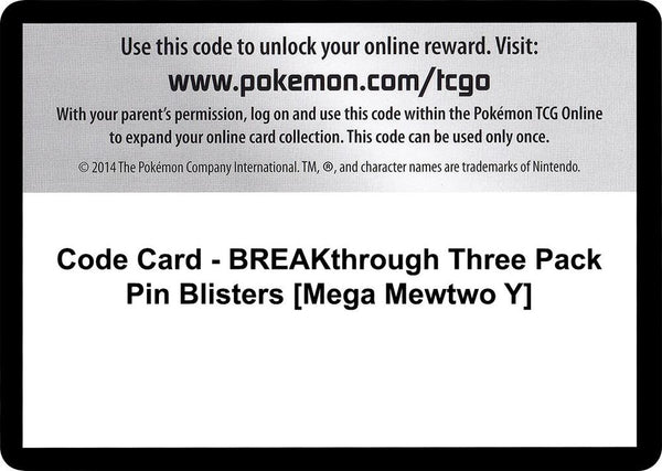 Code Card - BREAKthrough Three Pack Pin Blisters [Mega Mewtwo Y] - Pokémon