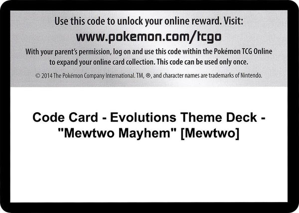 Code Card - Evolutions Theme Deck - "Mewtwo Mayhem" [Mewtwo] - Pokémon