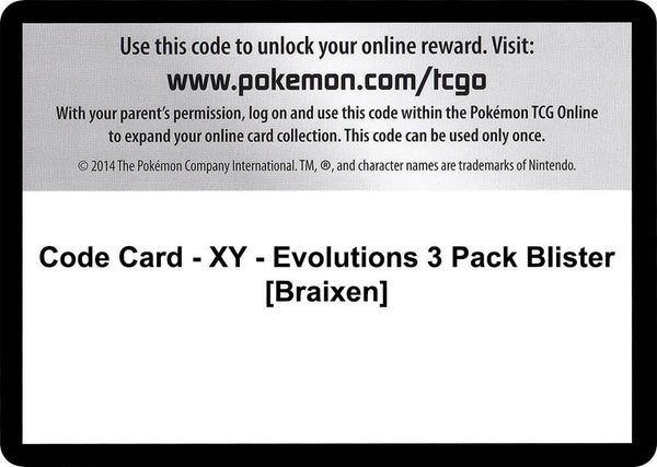 Code Card - XY - Evolutions 3 Pack Blister [Braixen] - Pokémon