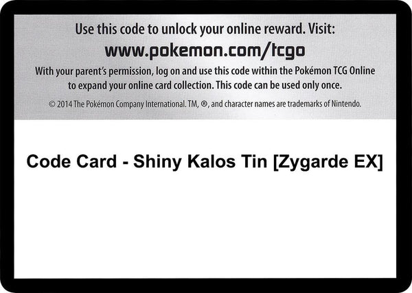 Code Card - Shiny Kalos Tin [Zygarde EX] - Pokémon