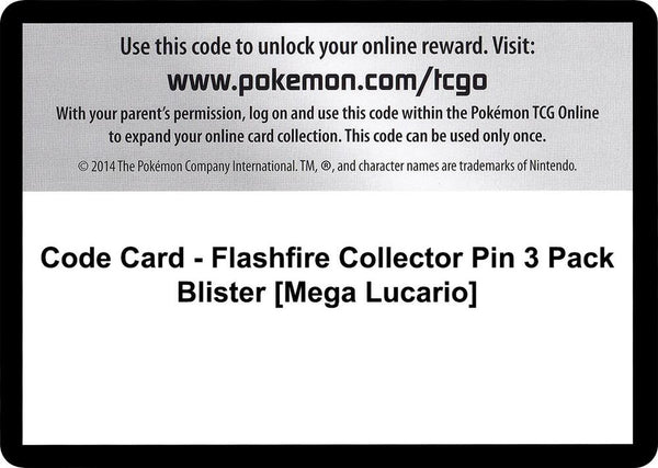 Code Card - Flashfire Collector Pin 3 Pack Blister [Mega Lucario] - Pokémon