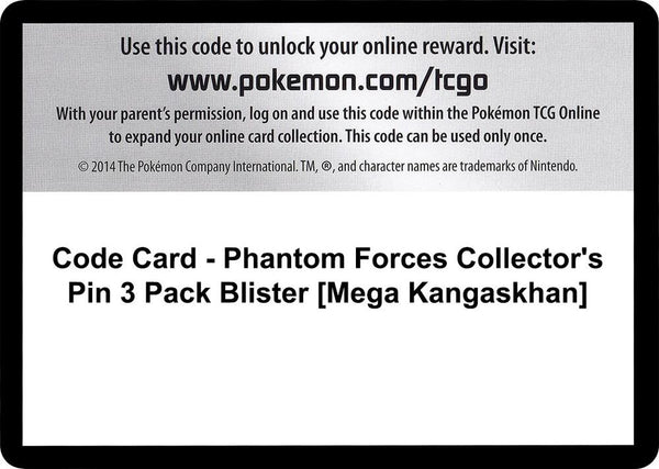 Code Card - Phantom Forces Collector's Pin 3 Pack Blister [Mega Kangaskhan] - Pokémon