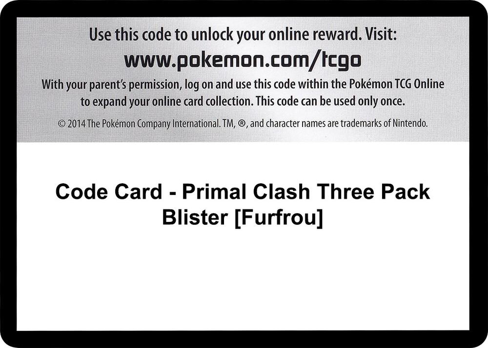Code Card - Primal Clash Three Pack Blister [Furfrou]