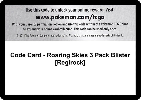 Code Card - Roaring Skies 3 Pack Blister [Regirock] - Pokémon