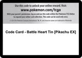 Code Card - Battle Heart Tin [Pikachu EX] - Pokémon