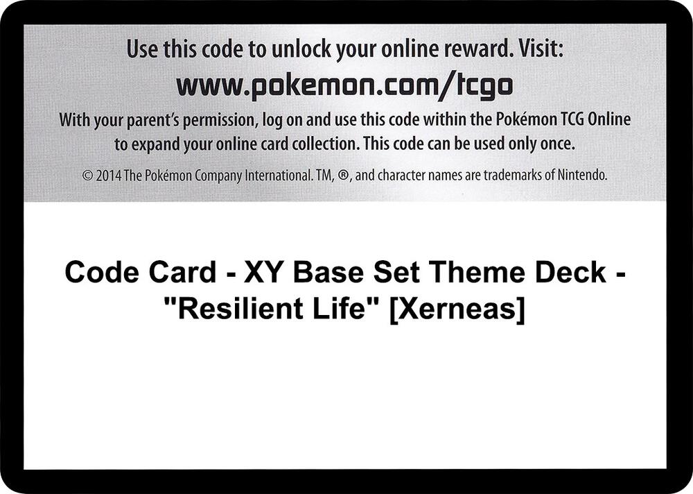 Code Card - XY Base Set Theme Deck - "Resilient Life" [Xerneas]