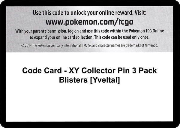 Code Card - XY Collector Pin 3 Pack Blisters [Yveltal] - Pokémon
