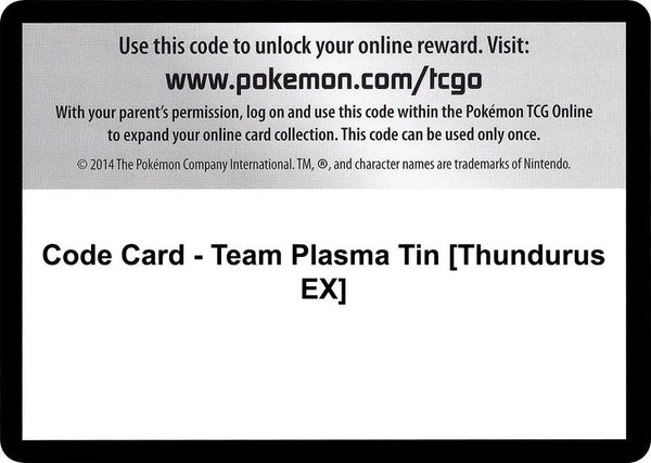 Code Card - Team Plasma Tin [Thundurus EX] - Pokémon