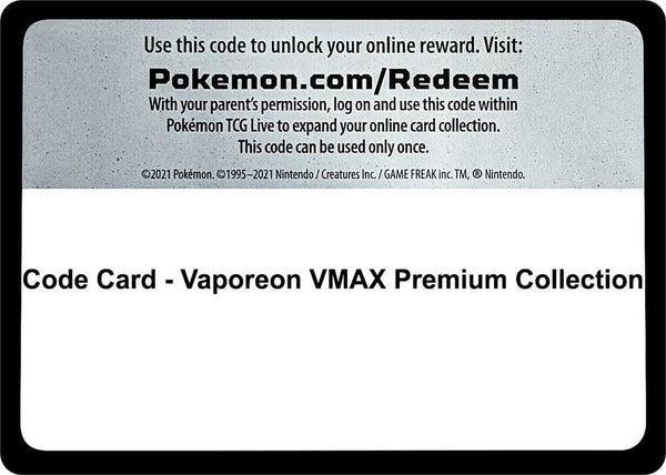 Code Card - Vaporeon VMAX Premium Collection - Pokémon