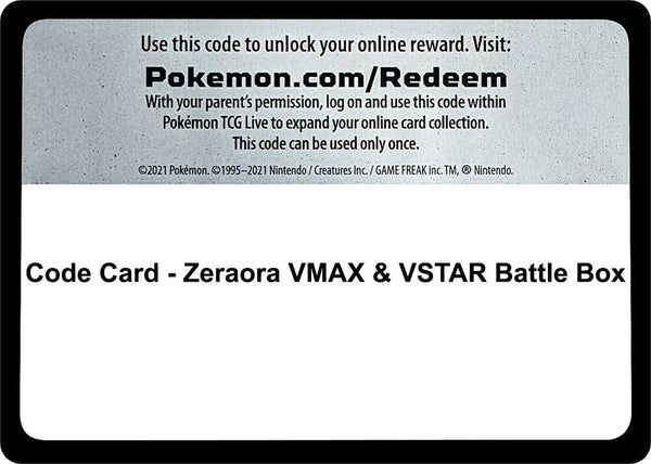 Code Card - Zeraora VMAX & VSTAR Battle Box - Pokémon