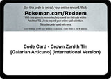 Code Card - Crown Zenith Tin [Galarian Articuno] (International Version) - Pokémon