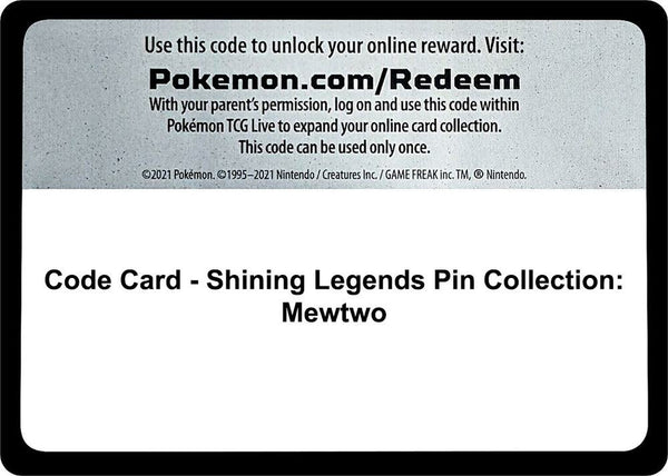 Code Card - Shining Legends Pin Collection: Mewtwo - Pokémon