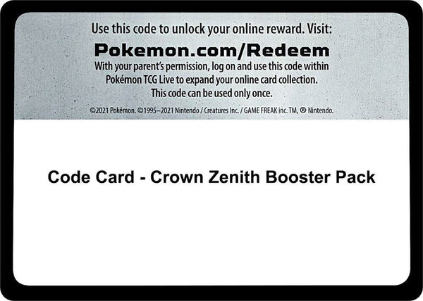 Code Card - Crown Zenith Booster Pack - Pokémon