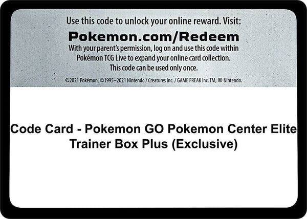 Code Card - Pokemon GO Pokemon Center Elite Trainer Box Plus (Exclusive) - Pokémon