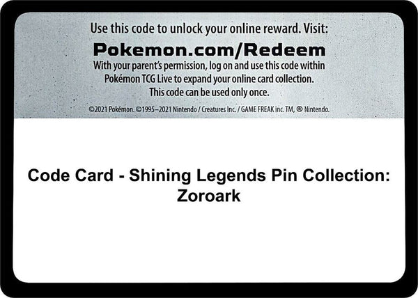 Code Card - Shining Legends Pin Collection: Zoroark - Pokémon