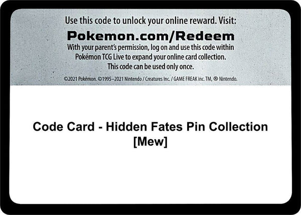 Code Card - Hidden Fates Pin Collection [Mew] - Pokémon