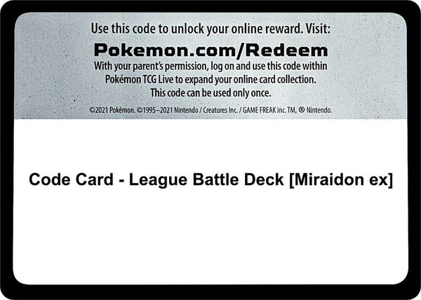 Code Card - League Battle Deck [Miraidon ex] - Pokémon