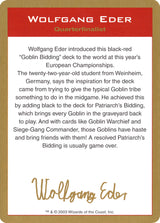 2003 Wolfgang Eder Biography Card - Magic: The Gathering