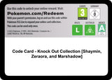 Code Card - Knock Out Collection [Shaymin, Zeraora, and Marshadow] - Pokémon