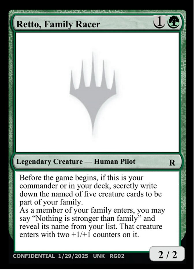 Retto, Family Racer