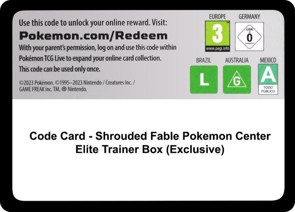 Code Card - Shrouded Fable Pokemon Center Elite Trainer Box (Exclusive) - Pokémon