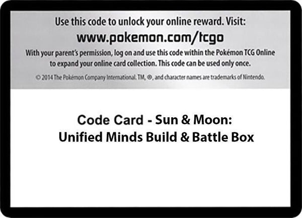 Code Card - Sun & Moon Unified Minds Build & Battle Box - Pokémon