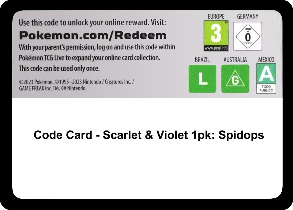 Code Card - Scarlet & Violet Single Pack Blister [Spidops]