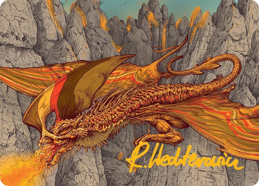 Magmatic Hellkite Art Card (34/54) (Gold-Stamped Signature)