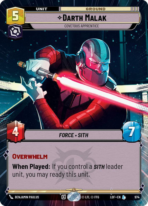 Darth Malak - Covetous Apprentice (Hyperspace Foil) - Star Wars Unlimited