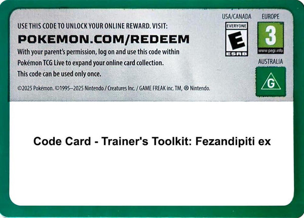Code Card - Trainer's Toolkit: Fezandipiti ex - Pokémon