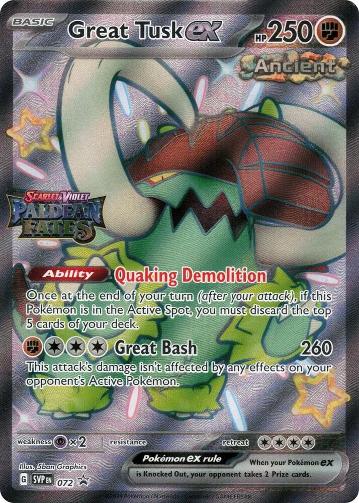 Great Tusk ex - 072 (Paldean Fates Stamped)