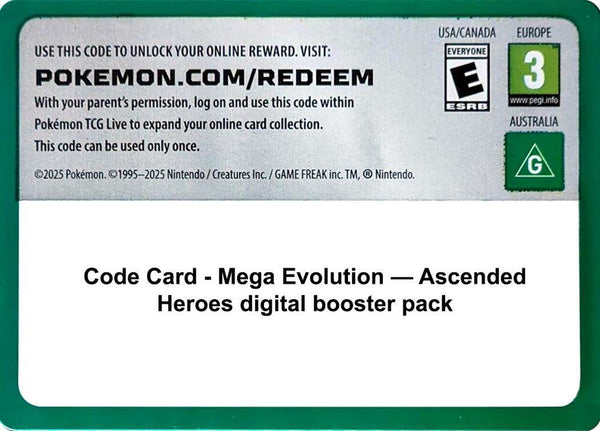 Code Card - Ascended Heroes Booster Pack - Pokémon