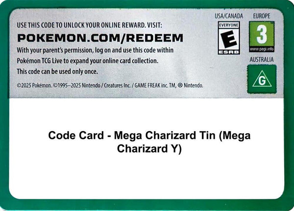 Code Card - Mega Charizard Tin (Mega Charizard Y) - Pokémon