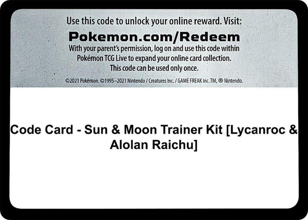 Code Card - Sun & Moon Trainer Kit [Lycanroc & Alolan Raichu] - Pokémon
