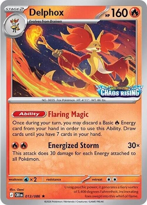 Delphox - 013/086 (Chaos Rising Stamped) - Pokémon