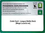 Code Card - League Battle Deck [Mega Lucario ex] - Pokémon