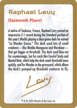 2002 Raphael Levy Biography Card - Magic: The Gathering