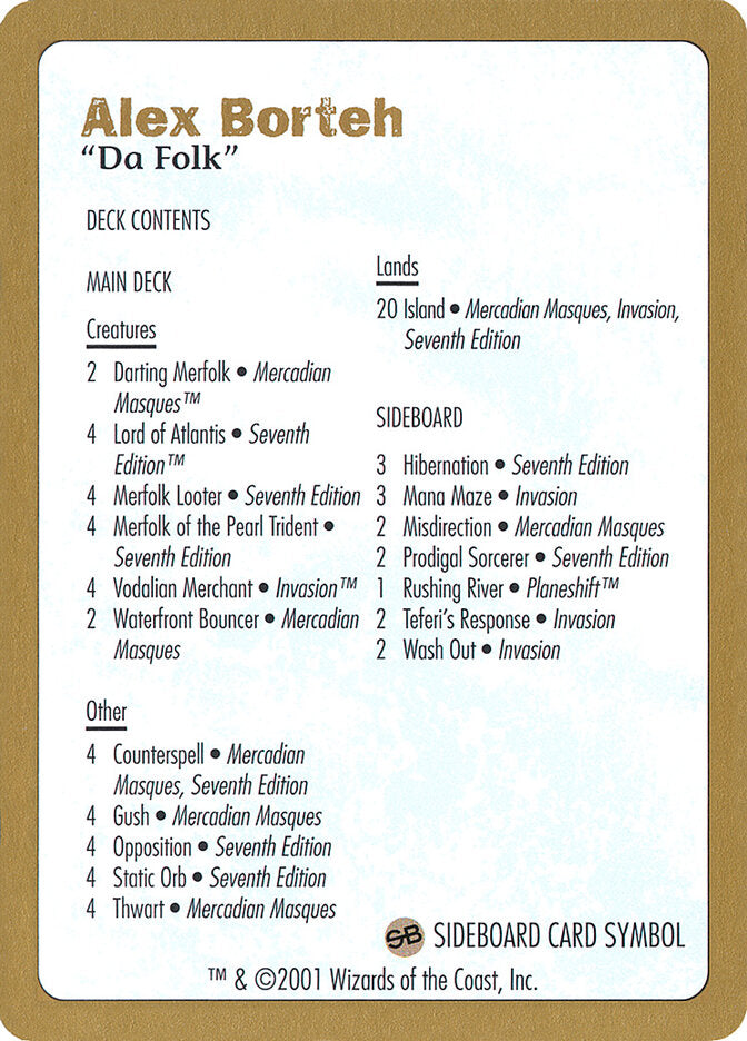 2001 Alex Borteh Decklist Card
