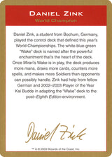2003 Daniel Zink Biography Card - Magic: The Gathering