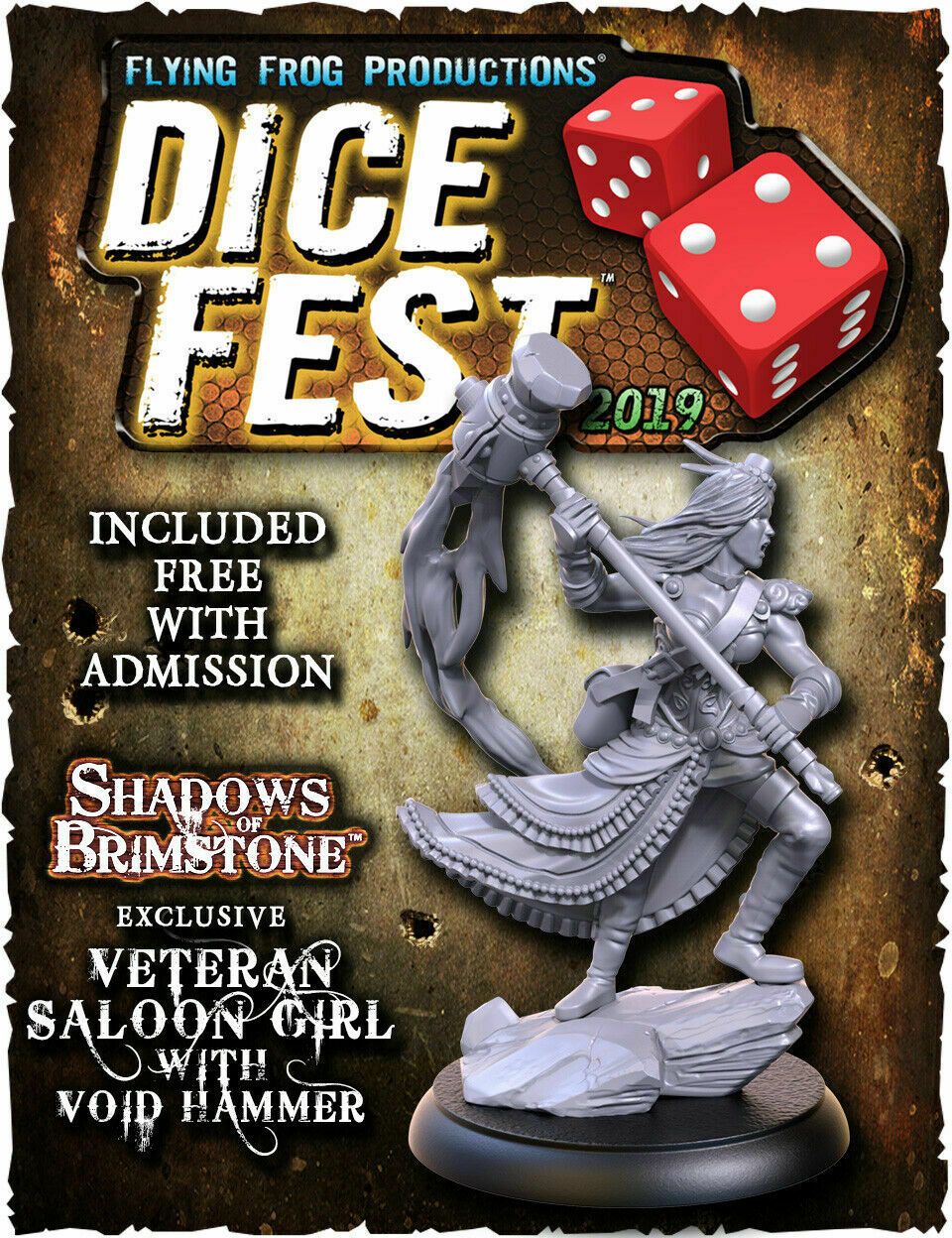 Shadows of Brimstone: Resin Veteran Saloon Girl with Void Hammer