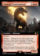Flaming Tyrannosaurus (Extended Art) (Surge Foil) - Magic: The Gathering