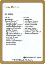1998 Ben Rubin Decklist Card - Magic: The Gathering